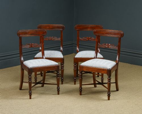 fig 1. Antique English Georgian Regency Set of Four 4 Mahogany Bar Back Dining Chairs (Circa 1825)