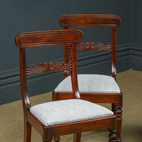 fig 2. Antique English Georgian Regency Set of Four 4 Mahogany Bar Back Dining Chairs (Circa 1825)