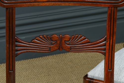 fig 3. Antique English Georgian Regency Set of Four 4 Mahogany Bar Back Dining Chairs (Circa 1825)