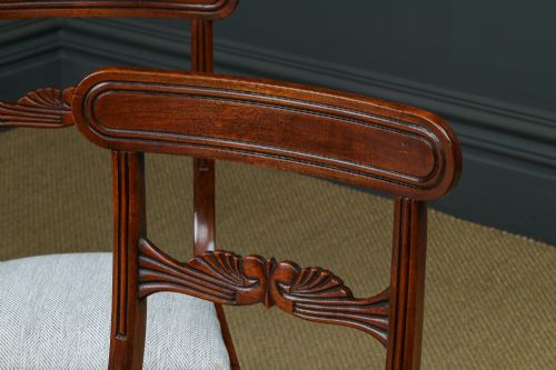 fig 4. Antique English Georgian Regency Set of Four 4 Mahogany Bar Back Dining Chairs (Circa 1825)
