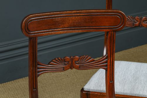fig 5. Antique English Georgian Regency Set of Four 4 Mahogany Bar Back Dining Chairs (Circa 1825)