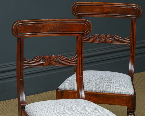 fig 6. Antique English Georgian Regency Set of Four 4 Mahogany Bar Back Dining Chairs (Circa 1825)