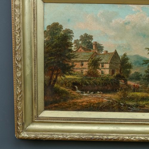 fig 2. Antique Welsh Victorian Rural Farmstead Landscape Oil Painting Picture by Thomas Henry Thomas (Circa 1870)