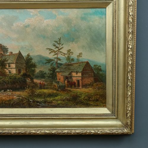 fig 4. Antique Welsh Victorian Rural Farmstead Landscape Oil Painting Picture by Thomas Henry Thomas (Circa 1870)