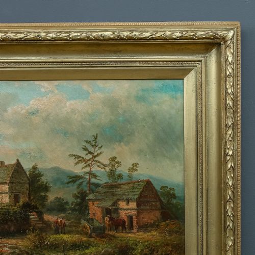 fig 5. Antique Welsh Victorian Rural Farmstead Landscape Oil Painting Picture by Thomas Henry Thomas (Circa 1870)