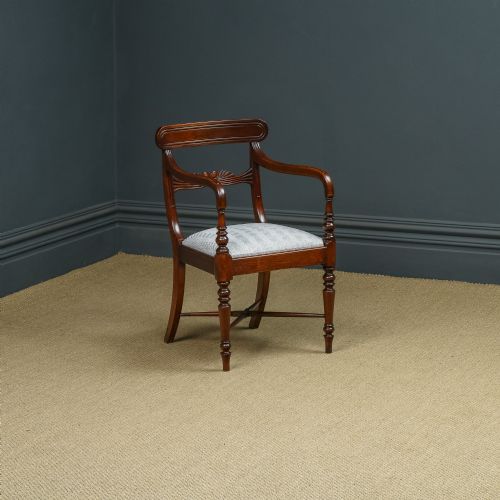 Antique English Georgian Regency Mahogany Dining Office Desk Occasional Armchair / Carver Chair (Circa 1825)