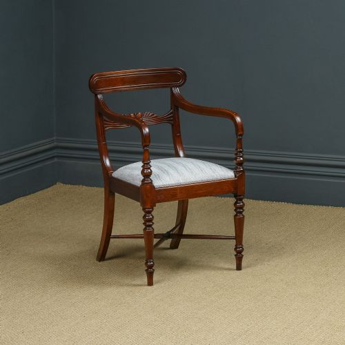 fig 1. Antique English Georgian Regency Mahogany Dining Office Desk Occasional Armchair / Carver Chair (Circa 1825)