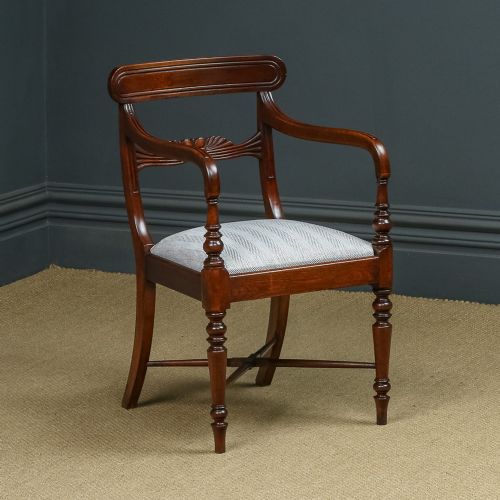 fig 2. Antique English Georgian Regency Mahogany Dining Office Desk Occasional Armchair / Carver Chair (Circa 1825)