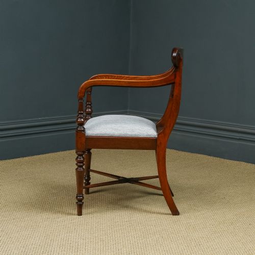 fig 3. Antique English Georgian Regency Mahogany Dining Office Desk Occasional Armchair / Carver Chair (Circa 1825)