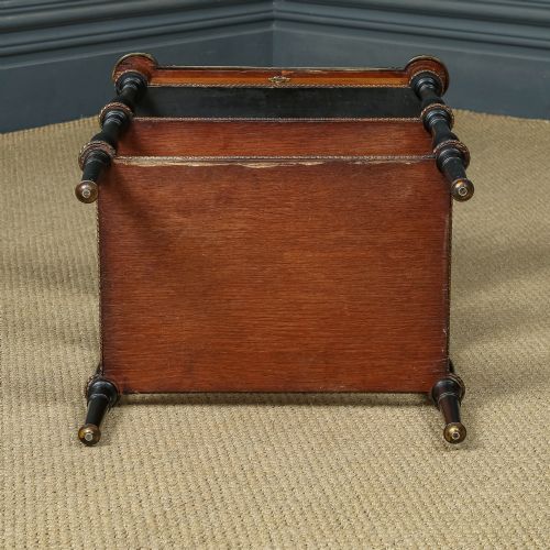 fig 7. Antique English Victorian Aesthetic Walnut & Ebony Three-Tier Etagere Whatnot Display Stand With Drawer (Circa 1870)