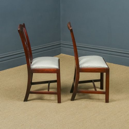 fig 2. Antique English Pair of Georgian Chippendale Mahogany Office Desk Dining Chairs (Circa 1780)
