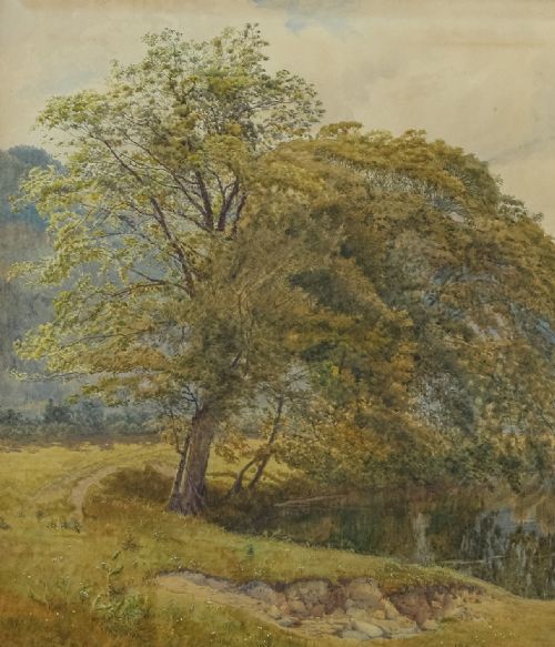 fig 2. Large Antique English Victorian River Landscape Watercolour Painting Picture by Matthew Jarvis (Circa 1870)