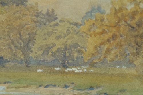 fig 6. Large Antique English Victorian River Landscape Watercolour Painting Picture by Matthew Jarvis (Circa 1870)