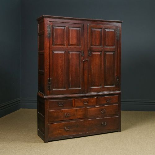 Antique English 18th Century Georgian Oak  Housekeepers Cupboard  (Circa 1750)