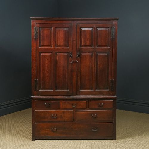 fig 1. Antique English 18th Century Georgian Oak Housekeepers Cupboard (Circa 1750)