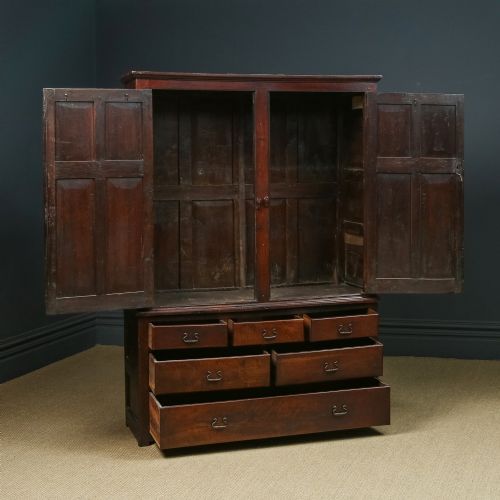 fig 2. Antique English 18th Century Georgian Oak Housekeepers Cupboard (Circa 1750)