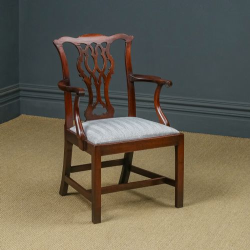 Antique English Georgian Chippindale Mahogany Dining / Office / Desk / Occasional Armchair / Carver Chair (Circa 1780)