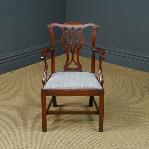 fig 1. Antique English Georgian Chippindale Mahogany Dining / Office / Desk / Occasional Armchair / Carver Chair (Circa 1780)