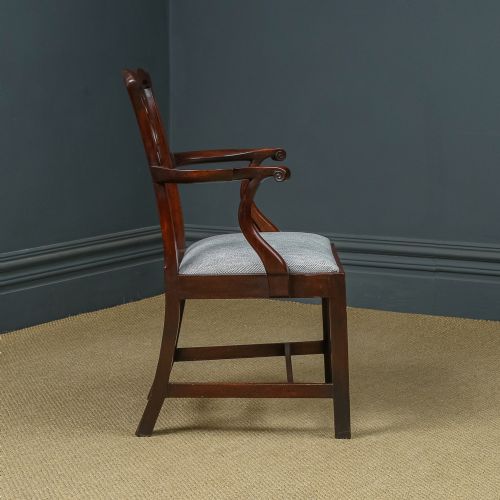 fig 3. Antique English Georgian Chippindale Mahogany Dining / Office / Desk / Occasional Armchair / Carver Chair (Circa 1780)