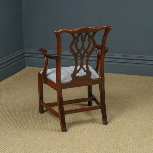 fig 4. Antique English Georgian Chippindale Mahogany Dining / Office / Desk / Occasional Armchair / Carver Chair (Circa 1780)