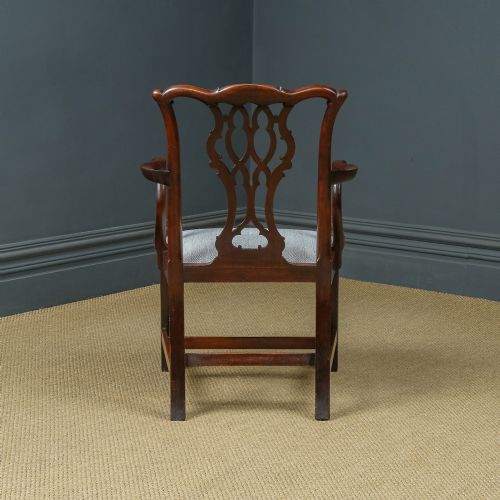 fig 5. Antique English Georgian Chippindale Mahogany Dining / Office / Desk / Occasional Armchair / Carver Chair (Circa 1780)
