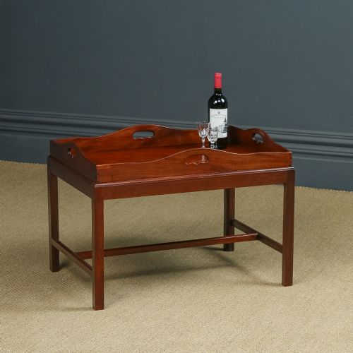 fig 1. Antique English Victorian Mahogany Butlers Drinks Tray Stand (Circa 1840)
