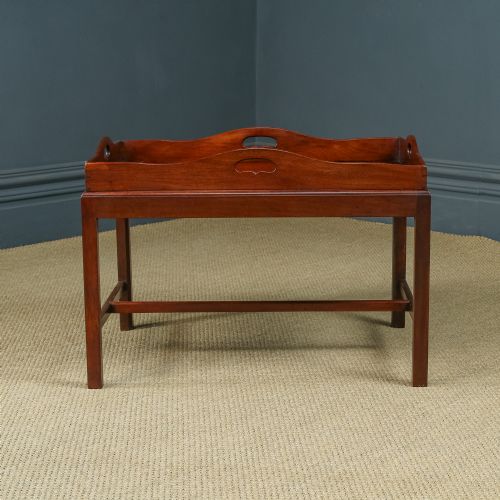 fig 2. Antique English Victorian Mahogany Butlers Drinks Tray Stand (Circa 1840)