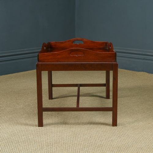 fig 4. Antique English Victorian Mahogany Butlers Drinks Tray Stand (Circa 1840)