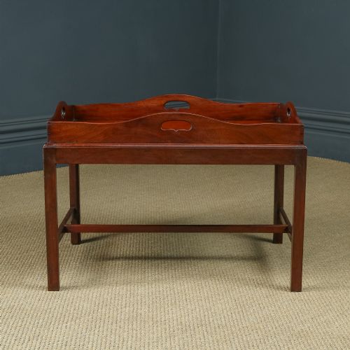 fig 6. Antique English Victorian Mahogany Butlers Drinks Tray Stand (Circa 1840)