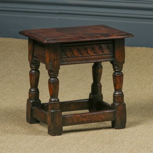 Antique English 17th Century Oak Joint Stool / Occasional Lamp Side Table (Circa 1650 - 1700)