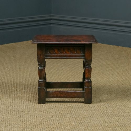 fig 3. Antique English 17th Century Oak Joint Stool / Occasional Lamp Side Table (Circa 1650 - 1700)