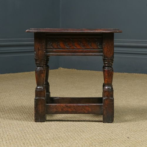fig 5. Antique English 17th Century Oak Joint Stool / Occasional Lamp Side Table (Circa 1650 - 1700)