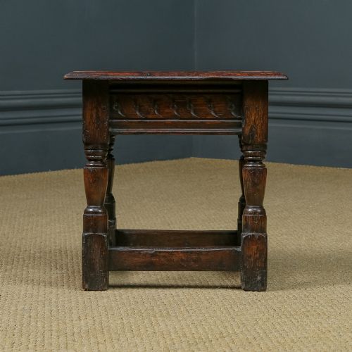 fig 6. Antique English 17th Century Oak Joint Stool / Occasional Lamp Side Table (Circa 1650 - 1700)