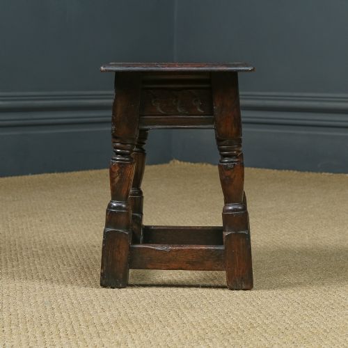fig 7. Antique English 17th Century Oak Joint Stool / Occasional Lamp Side Table (Circa 1650 - 1700)