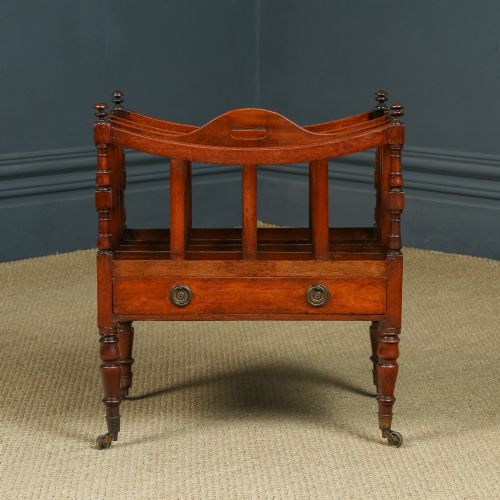 fig 2. Antique English Georgian Regency Mahogany Canterbury Magazine Rack Tidy with Drawer (Circa 1830)