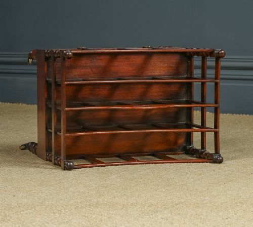 fig 3. Antique English Georgian Regency Mahogany Canterbury Magazine Rack Tidy with Drawer (Circa 1830)