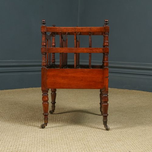 fig 6. Antique English Georgian Regency Mahogany Canterbury Magazine Rack Tidy with Drawer (Circa 1830)