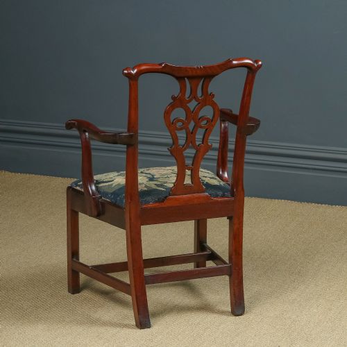 fig 2. Antique English Georgian Chippendale Mahogany Dining / Office / Desk / Occasional Carver / Armchair / Chair (Circa 1780)