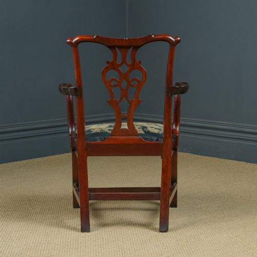 fig 3. Antique English Georgian Chippendale Mahogany Dining / Office / Desk / Occasional Carver / Armchair / Chair (Circa 1780)