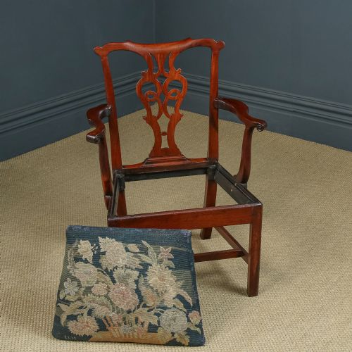 fig 4. Antique English Georgian Chippendale Mahogany Dining / Office / Desk / Occasional Carver / Armchair / Chair (Circa 1780)