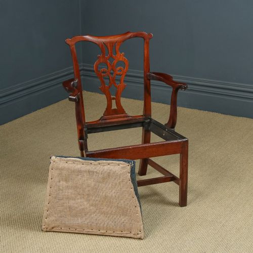 fig 5. Antique English Georgian Chippendale Mahogany Dining / Office / Desk / Occasional Carver / Armchair / Chair (Circa 1780)