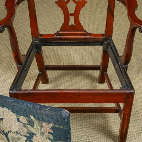 fig 7. Antique English Georgian Chippendale Mahogany Dining / Office / Desk / Occasional Carver / Armchair / Chair (Circa 1780)