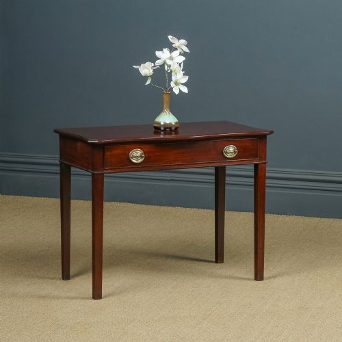 Antique English Georgian Mahogany Serpentine Side / Occasional / Hall Table with Drawer (Circa 1800)