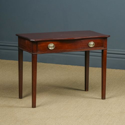 fig 1. Antique English Georgian Mahogany Serpentine Side / Occasional / Hall Table with Drawer (Circa 1800)
