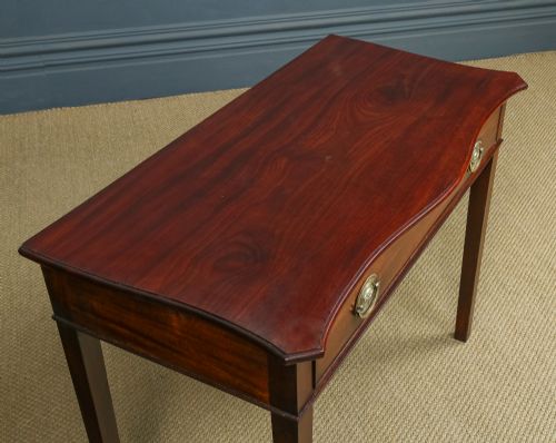 fig 4. Antique English Georgian Mahogany Serpentine Side / Occasional / Hall Table with Drawer (Circa 1800)