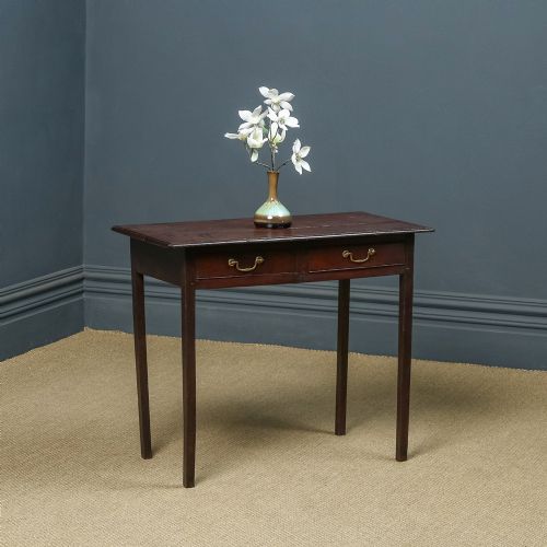 Antique English Georgian Oak Provincial Occasional Estate Side / Hall Table with Two Drawers (Circa 1810)