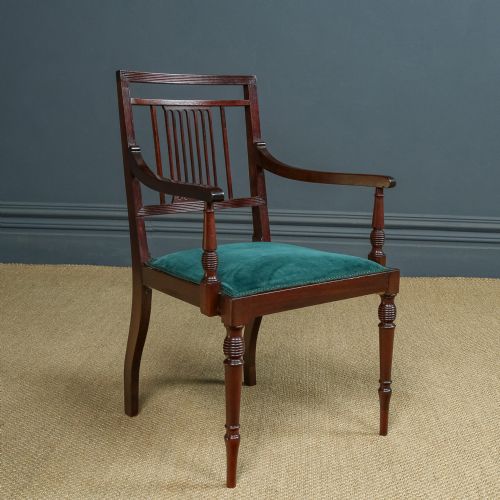 ANTIQUE ENGLISH EDWARDIAN REGENCY STYLE MAHOGANY OCCASIONAL DINING OFFICE DESK ARMCHAIR CARVER CHAIR CIRCA 1910 - ADDITIONAL PHOTO 1