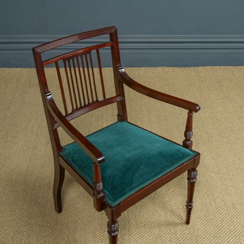 ANTIQUE ENGLISH EDWARDIAN REGENCY STYLE MAHOGANY OCCASIONAL DINING OFFICE DESK ARMCHAIR CARVER CHAIR CIRCA 1910 - ADDITIONAL PHOTO 2