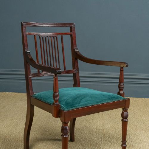 ANTIQUE ENGLISH EDWARDIAN REGENCY STYLE MAHOGANY OCCASIONAL DINING OFFICE DESK ARMCHAIR CARVER CHAIR CIRCA 1910 - ADDITIONAL PHOTO 4