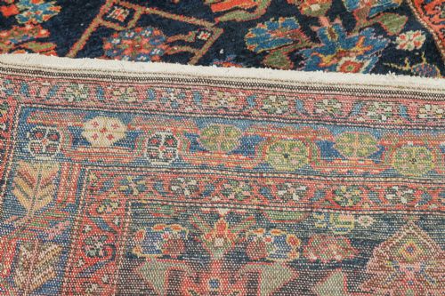 ANTIQUE VICTORIAN 14 FT PERSIAN TURKISH KURDISH WOOL NARROW RED BLUE RUNNER HALL FLOOR RUG CIRCA 1890 - ADDITIONAL PHOTO 1